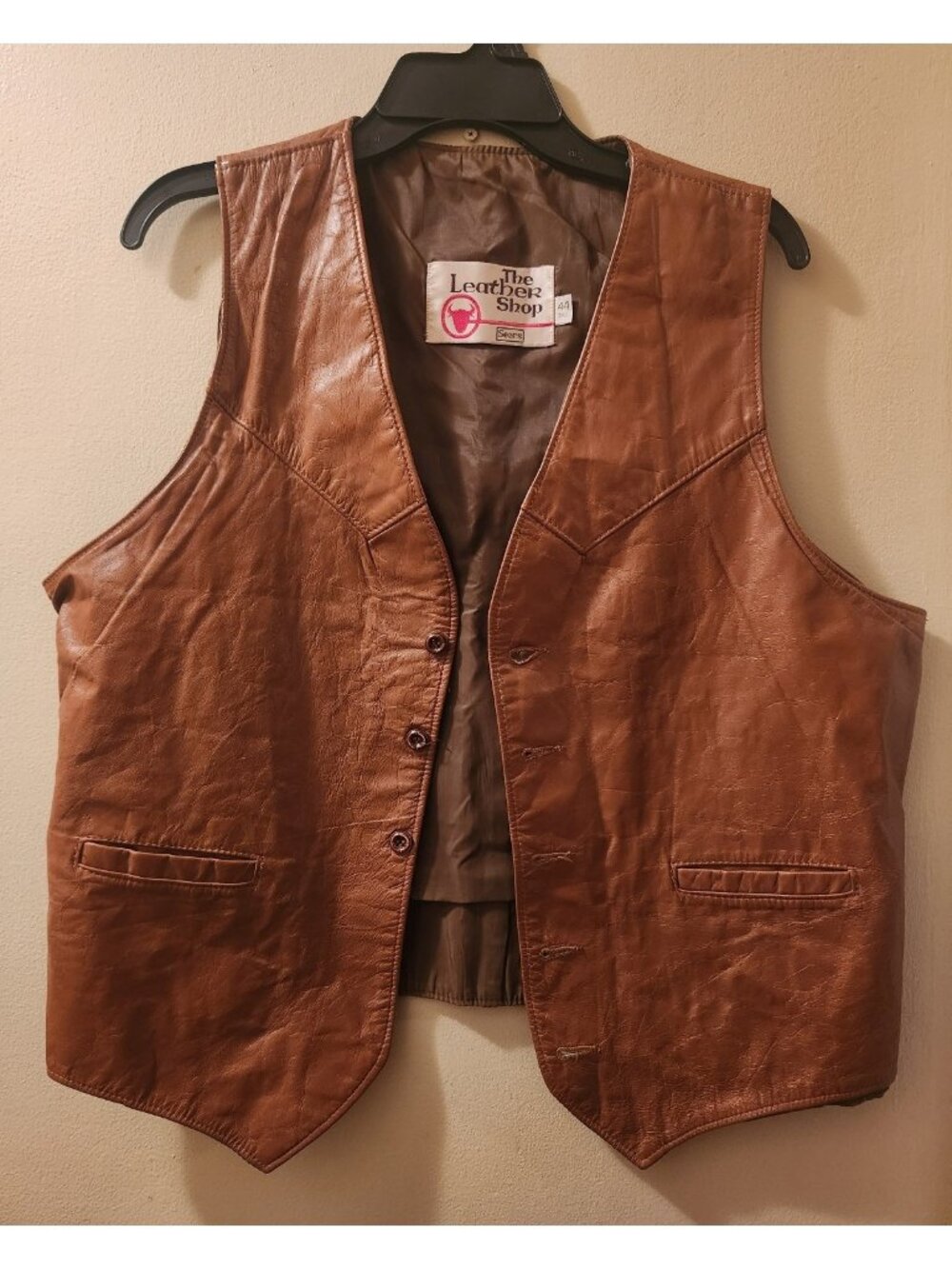 Sears The Leather Shop Vintage Brown Mens Vest 44 Tall